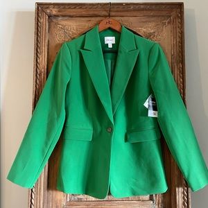 NWT Nine West Green Long Sleeve One Button City Blazer Size 10